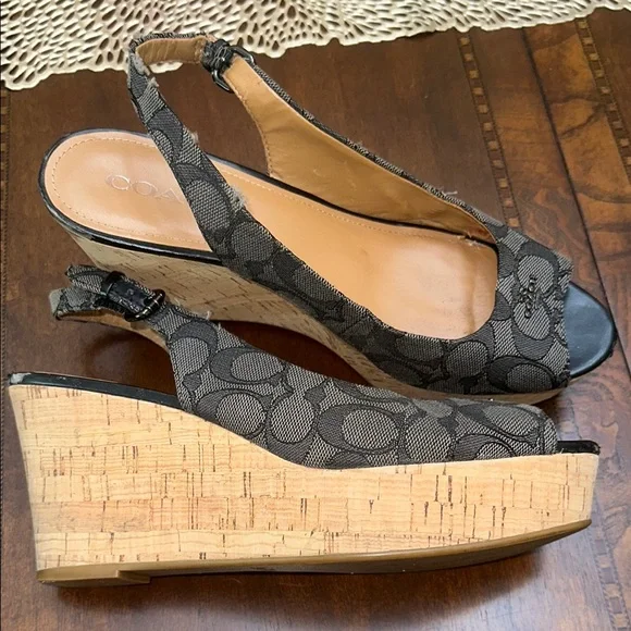 Coach Black Slingback Heels with Peep Toe - Picture 4 of 6